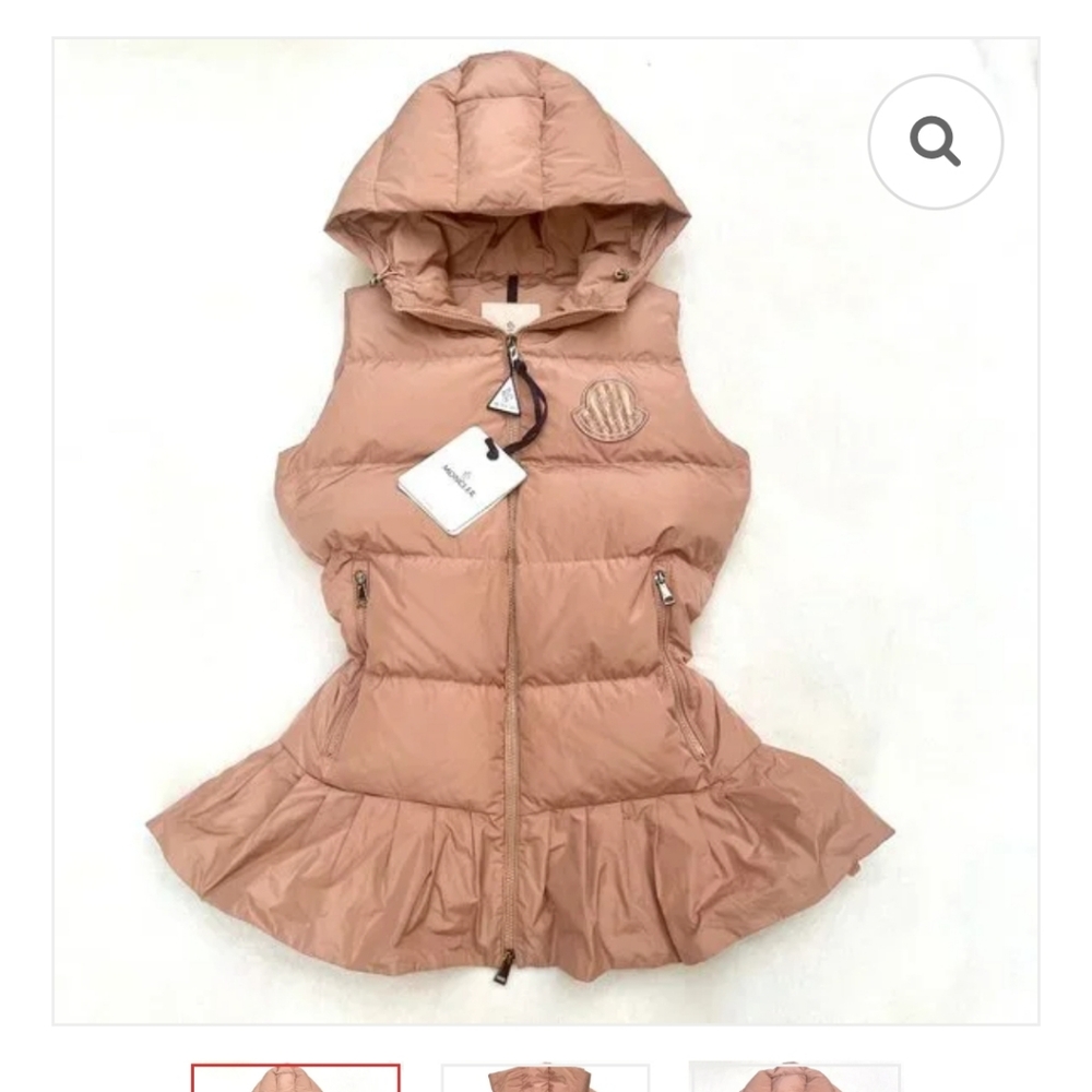 NWT Auc Moncler Brannec peplum hooded down puffer vest worn once.